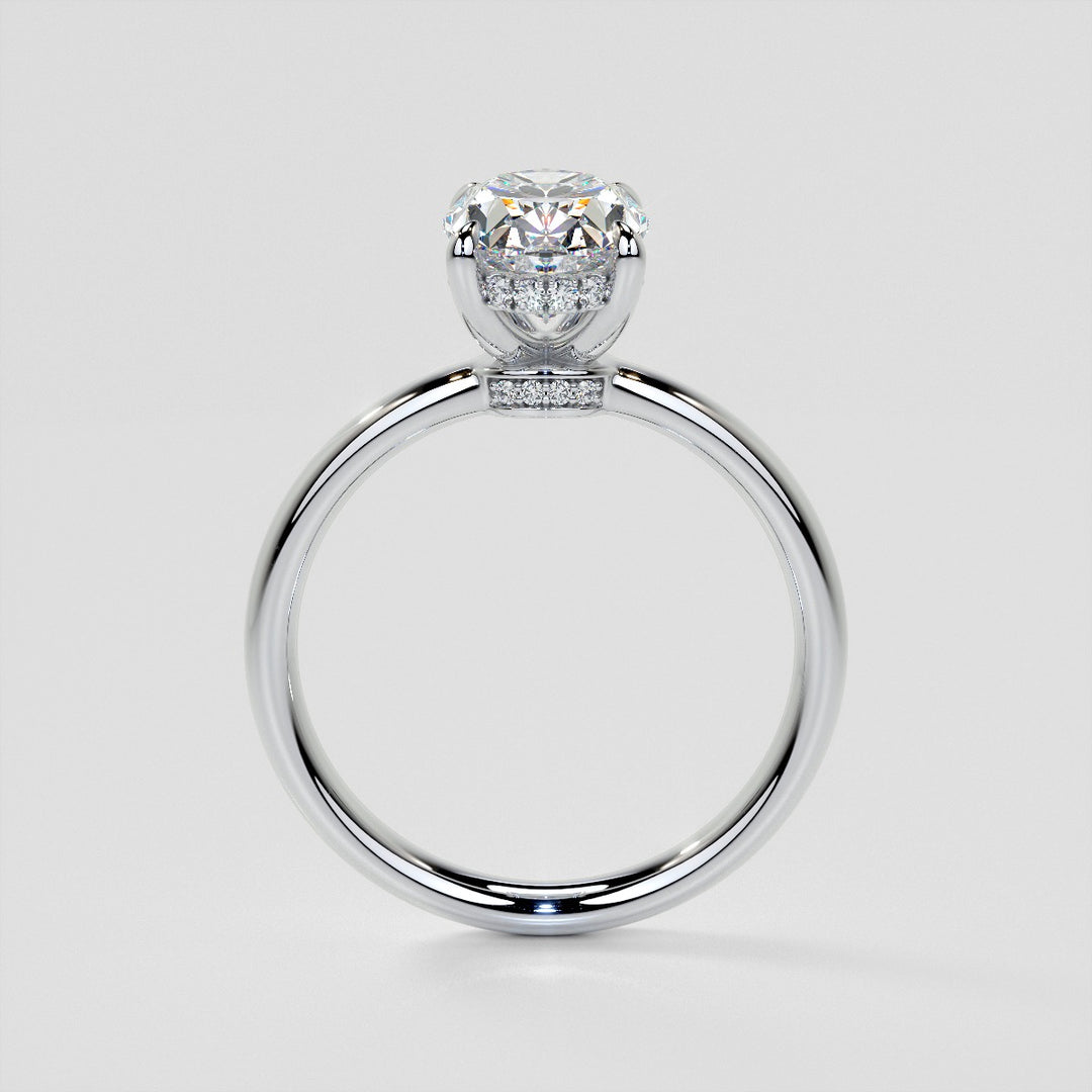 Oval Cut Hidden Halo Engagement Ring