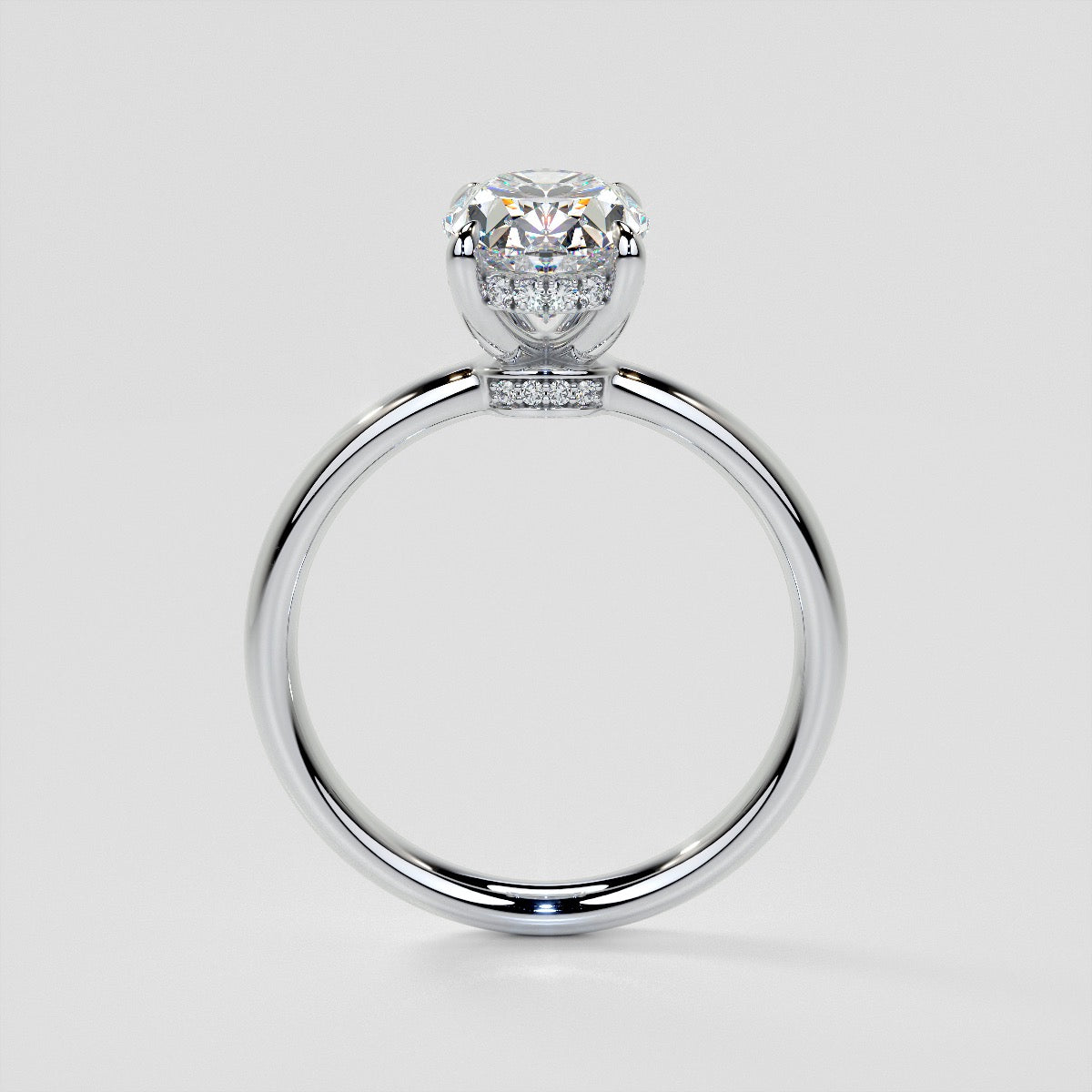 Lab grown Diamond Oval Cut Hidden Halo Engagement Ring