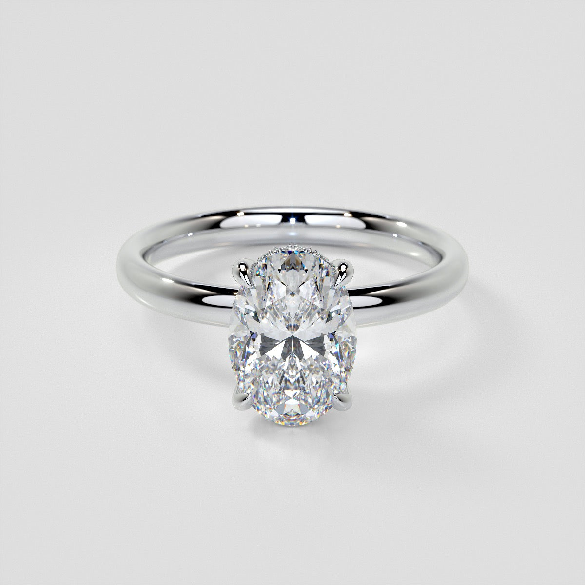 Oval Cut Hidden Halo Engagement Ring