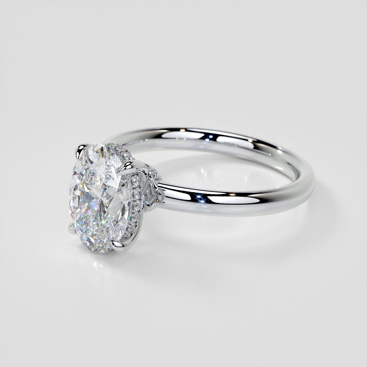 Oval Cut Hidden Halo Engagement Ring