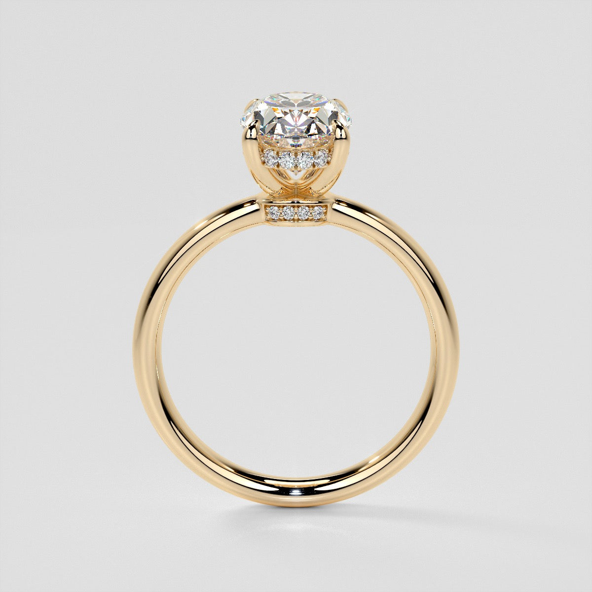 Oval Cut Hidden Halo Engagement Ring