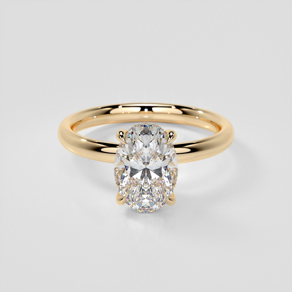 Lab grown Diamond Oval Cut Hidden Halo Engagement Ring