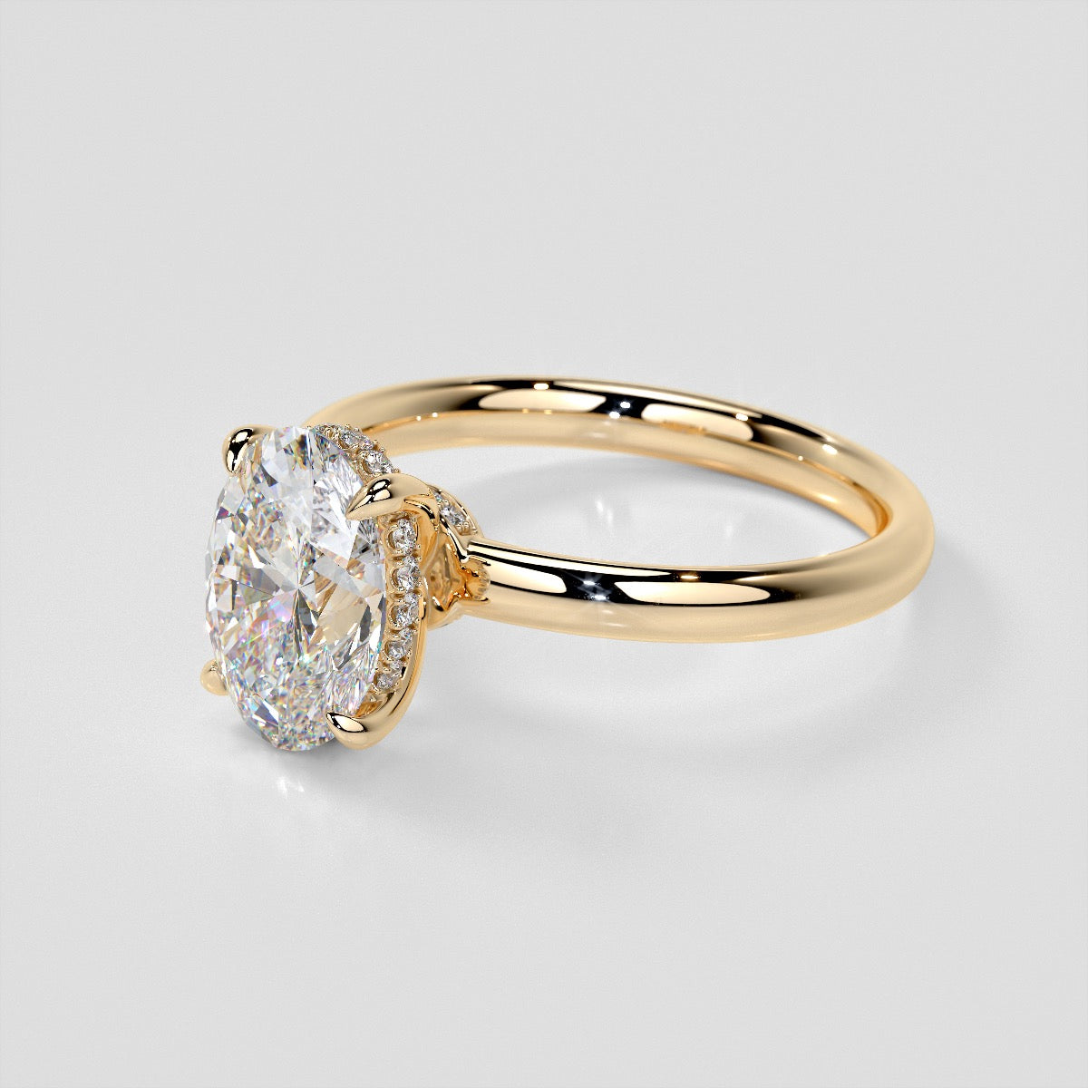 Lab grown Diamond Oval Cut Hidden Halo Engagement Ring