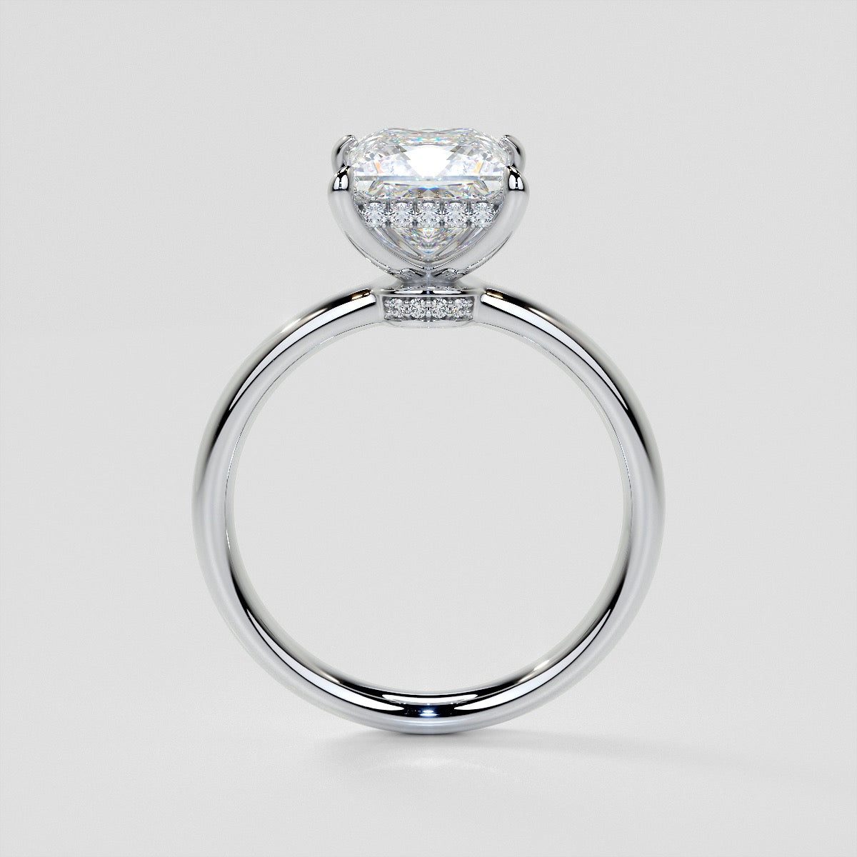 Princess Cut Hidden Halo Engagement Ring