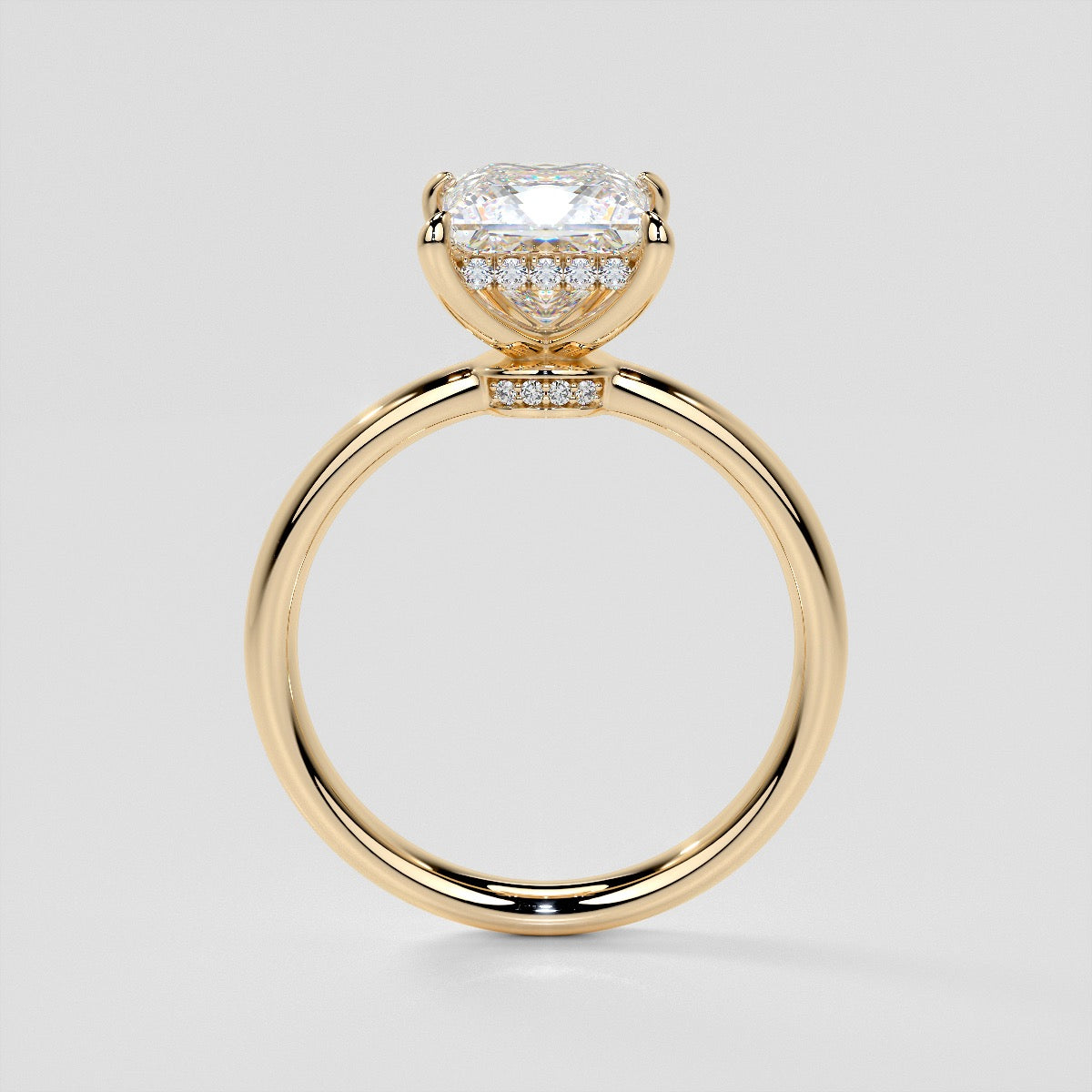 Princess Cut Hidden Halo Engagement Ring