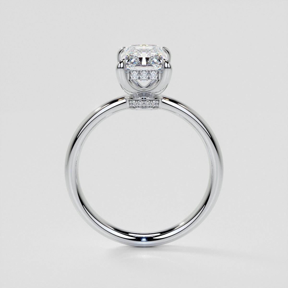 Radiant Cut Hidden Halo Engagement Ring