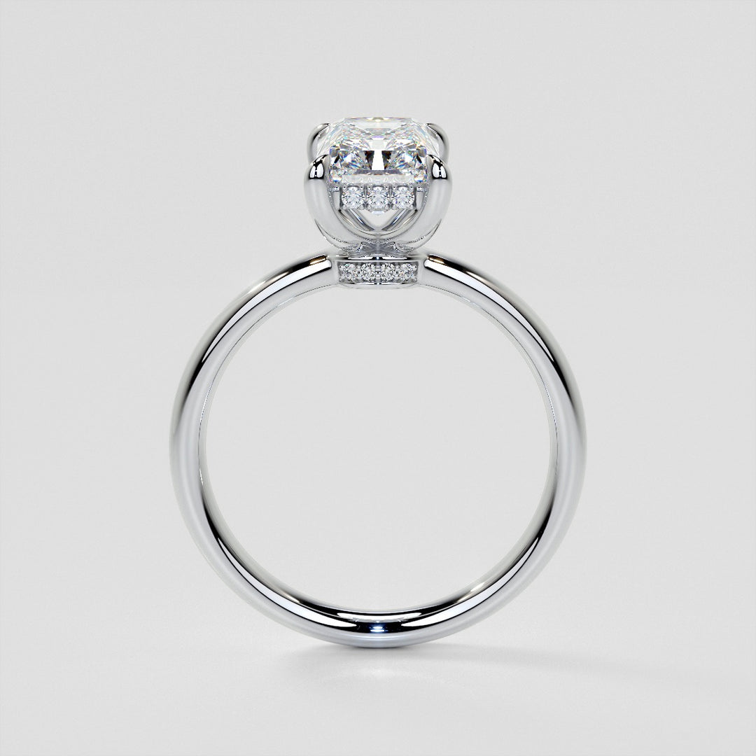 Lab Grown Diamond Radiant Cut Hidden Halo Engagement Ring
