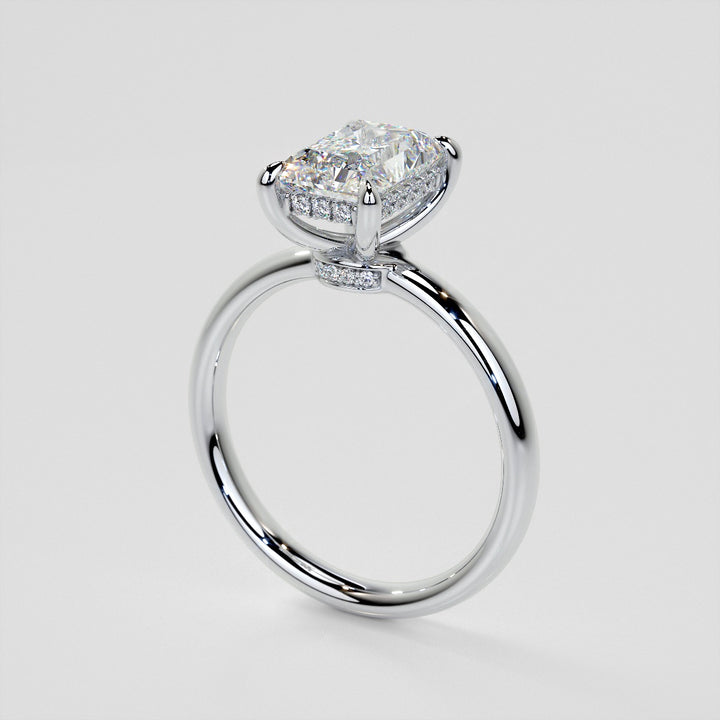 Lab Grown Diamond Radiant Cut Hidden Halo Engagement Ring