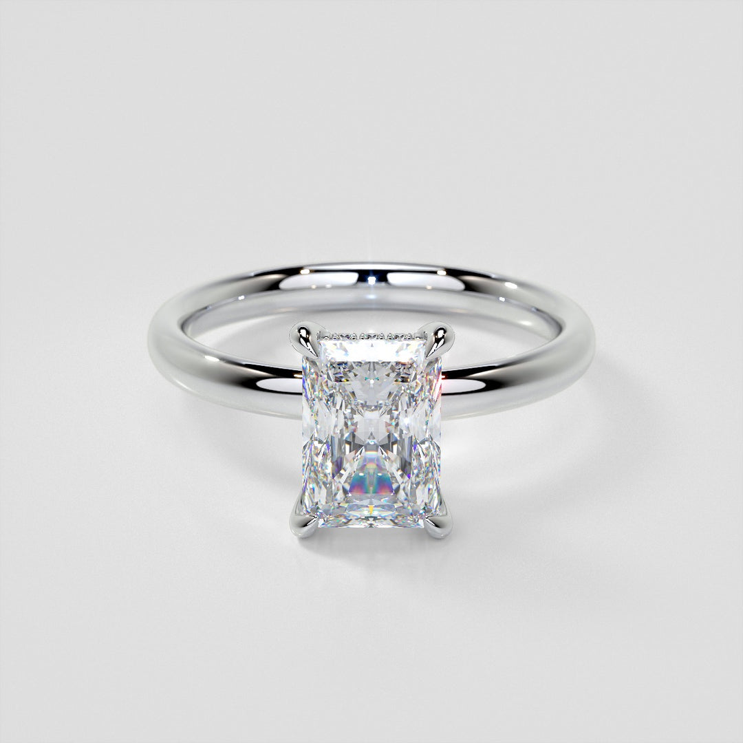 Lab Grown Diamond Radiant Cut Hidden Halo Engagement Ring