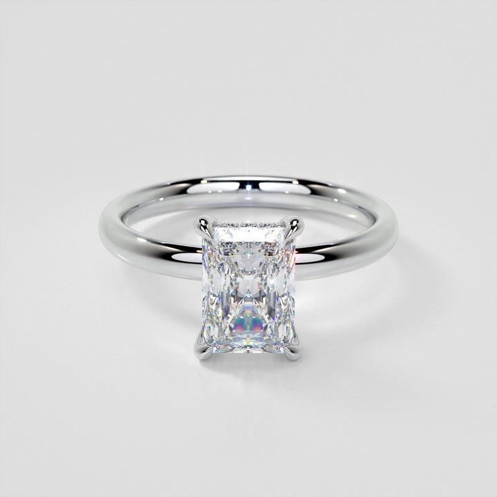 Lab Grown Diamond Radiant Cut Hidden Halo Engagement Ring