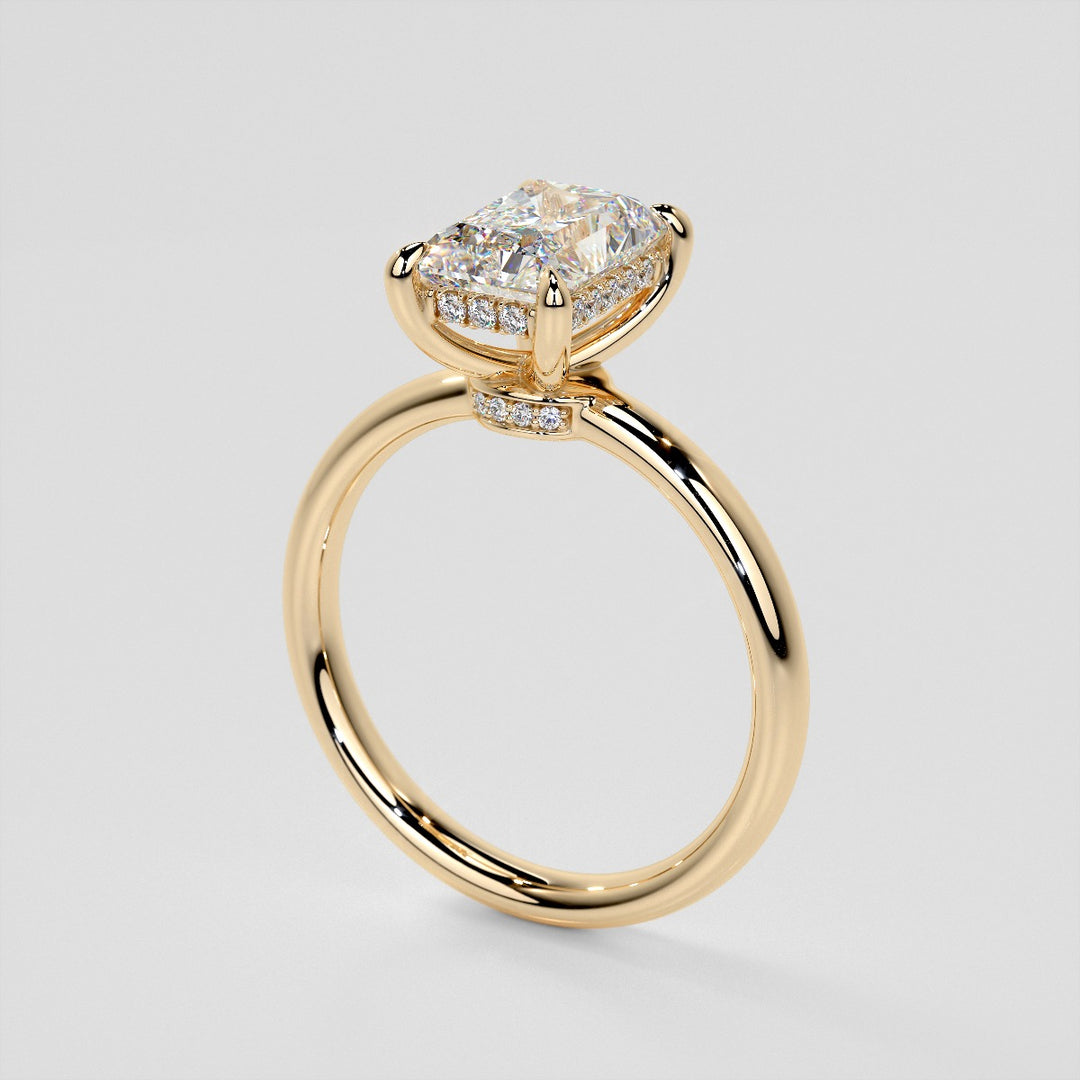 Lab Grown Diamond Radiant Cut Hidden Halo Engagement Ring