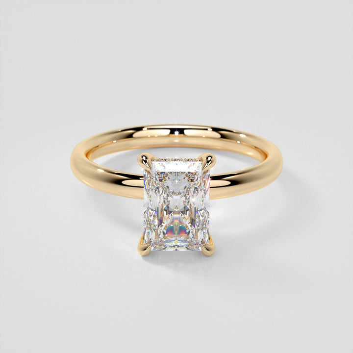 Lab Grown Diamond Radiant Cut Hidden Halo Engagement Ring