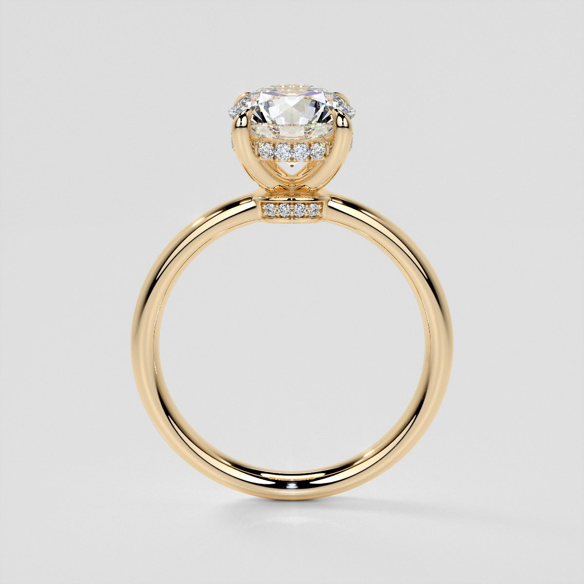 Round Cut Hidden Halo Engagement Ring
