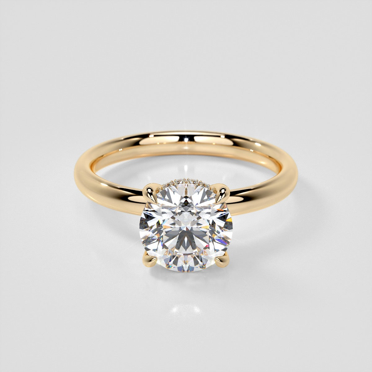 Round Cut Hidden Halo Engagement Ring