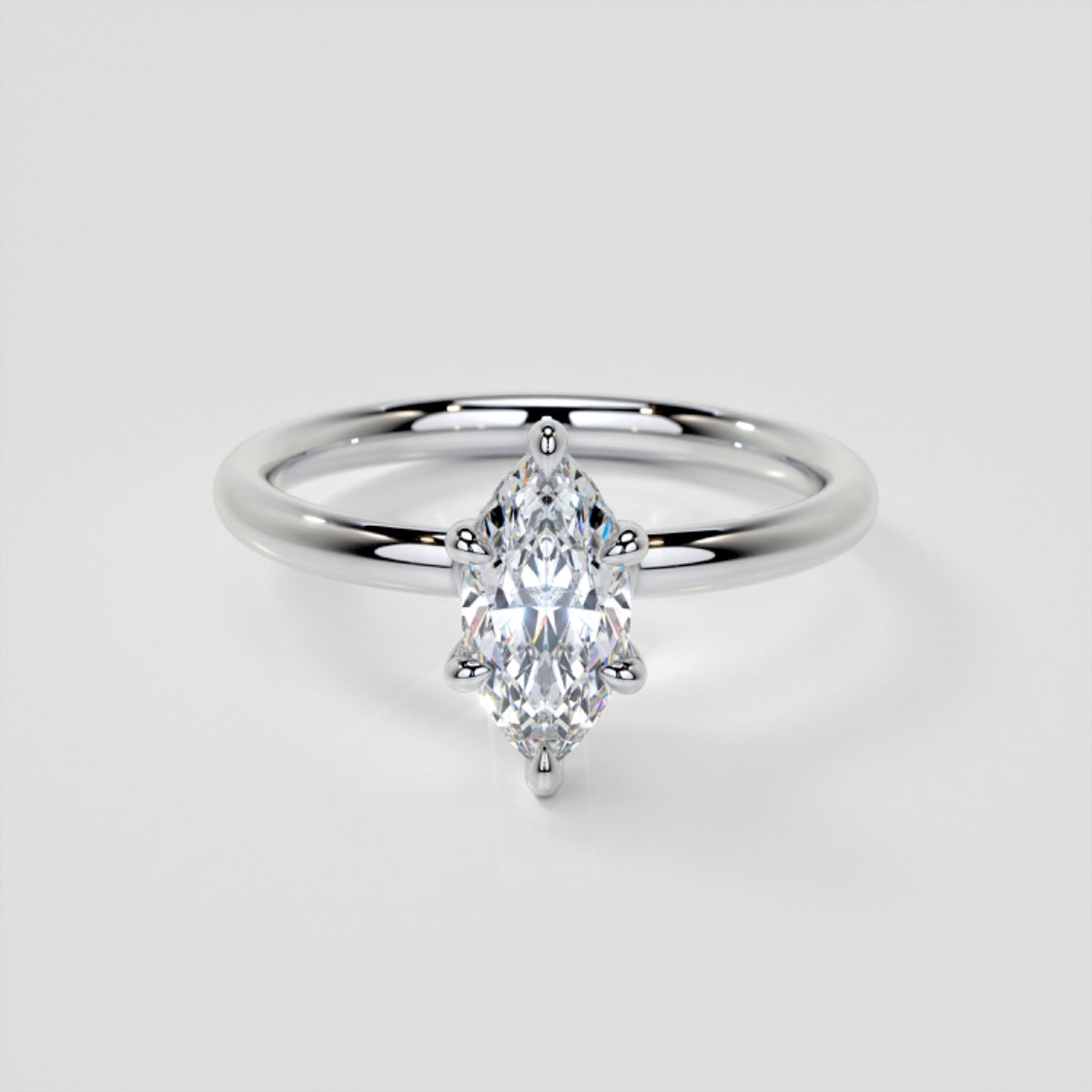 Lab Grown Diamond Marquise Cut Hidden Halo Engagement Ring