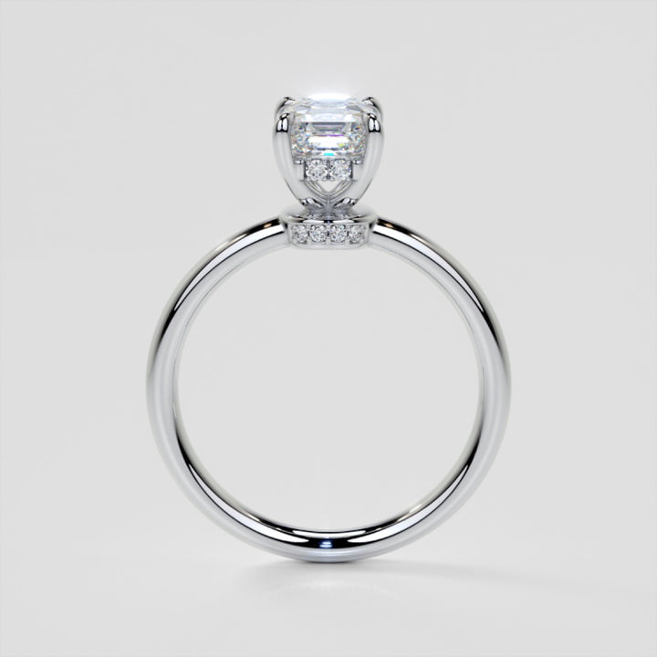 Lab Grown Diamond Asscher Cut Hidden Halo Engagement Ring