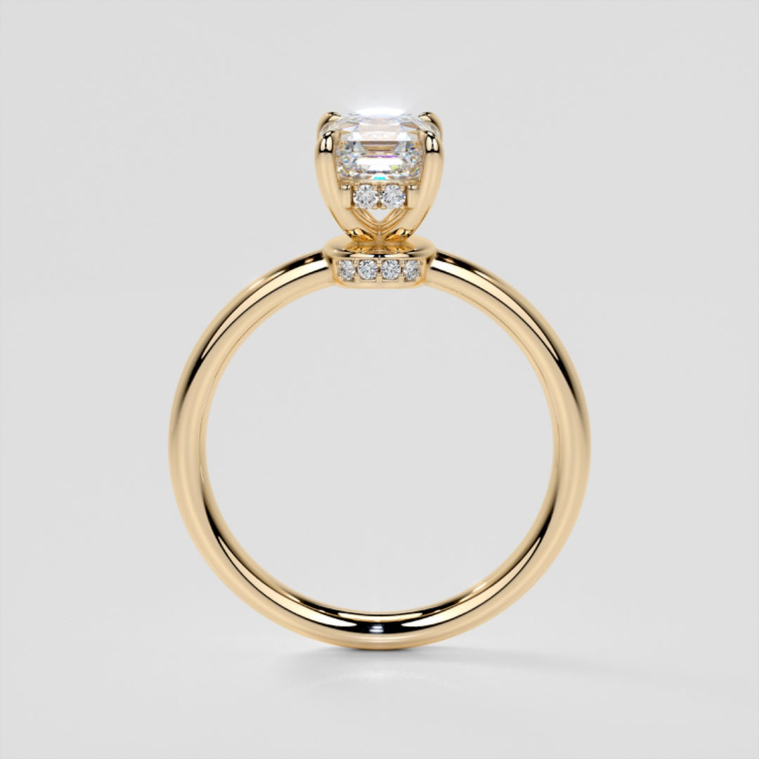 Lab Grown Diamond Asscher Cut Hidden Halo Engagement Ring