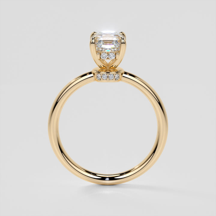 Lab Grown Diamond Asscher Cut Hidden Halo Engagement Ring