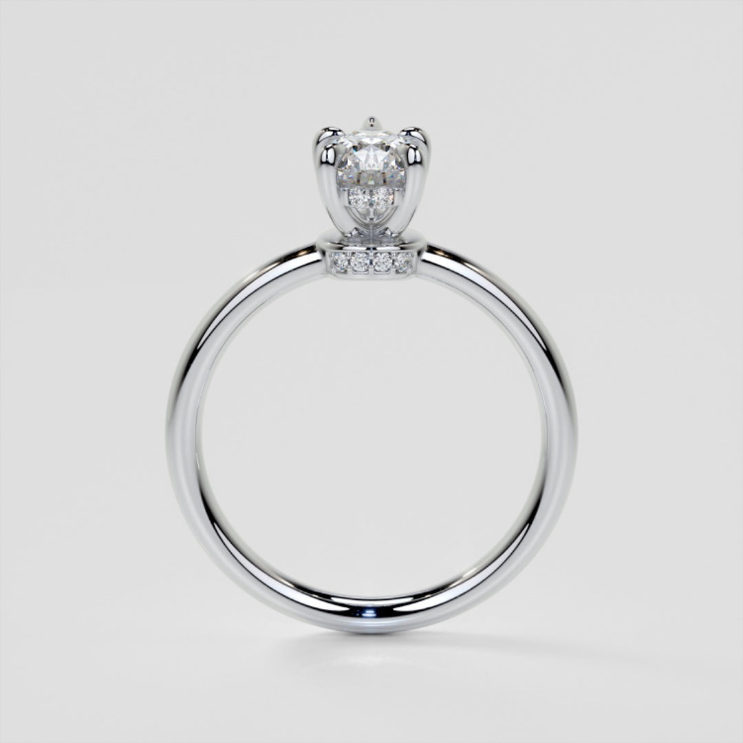 Lab Grown Diamond Pear Cut Hidden Halo Engagement Ring