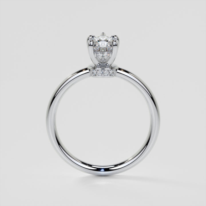 Lab Grown Diamond Pear Cut Hidden Halo Engagement Ring