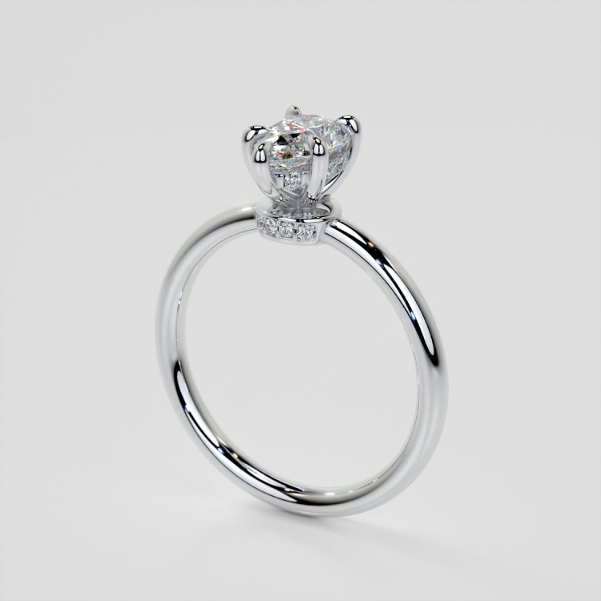 Pear Cut Hidden Halo Engagement Ring
