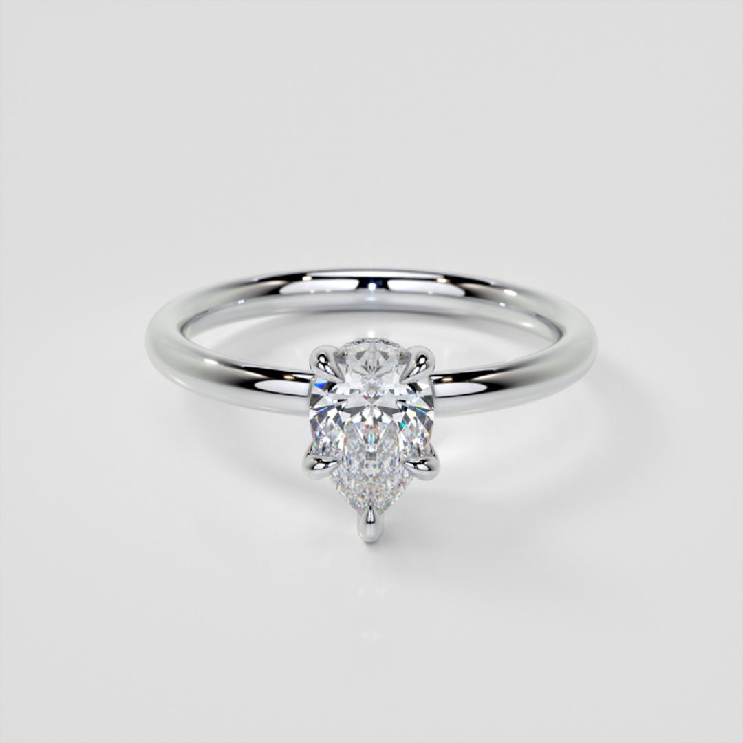 Lab Grown Diamond Pear Cut Hidden Halo Engagement Ring