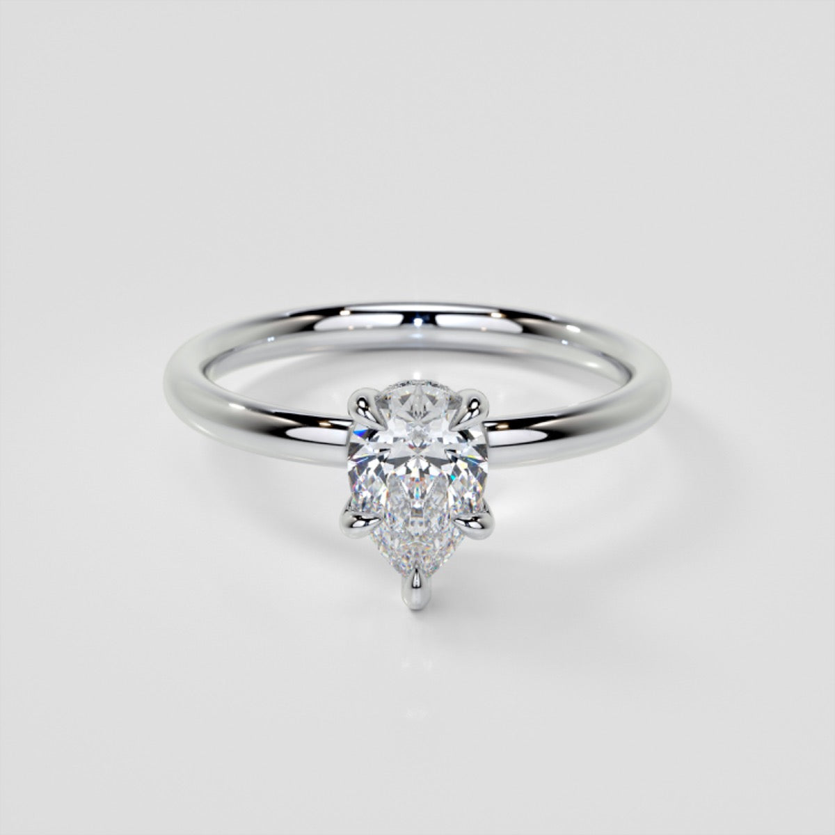 Lab Grown Diamond Pear Cut Hidden Halo Engagement Ring