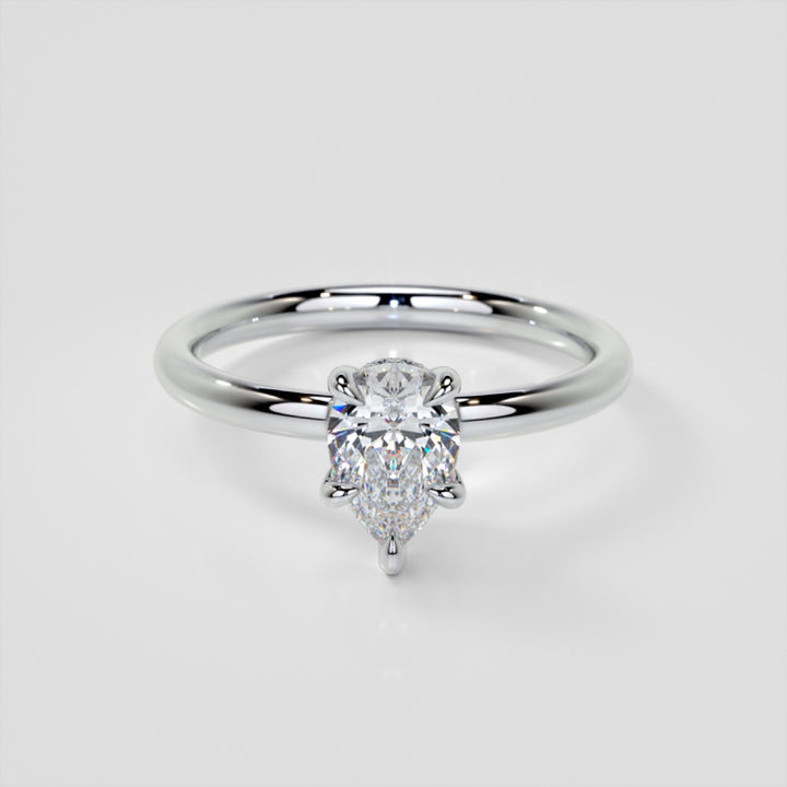 Lab Grown Diamond Pear Cut Hidden Halo Engagement Ring