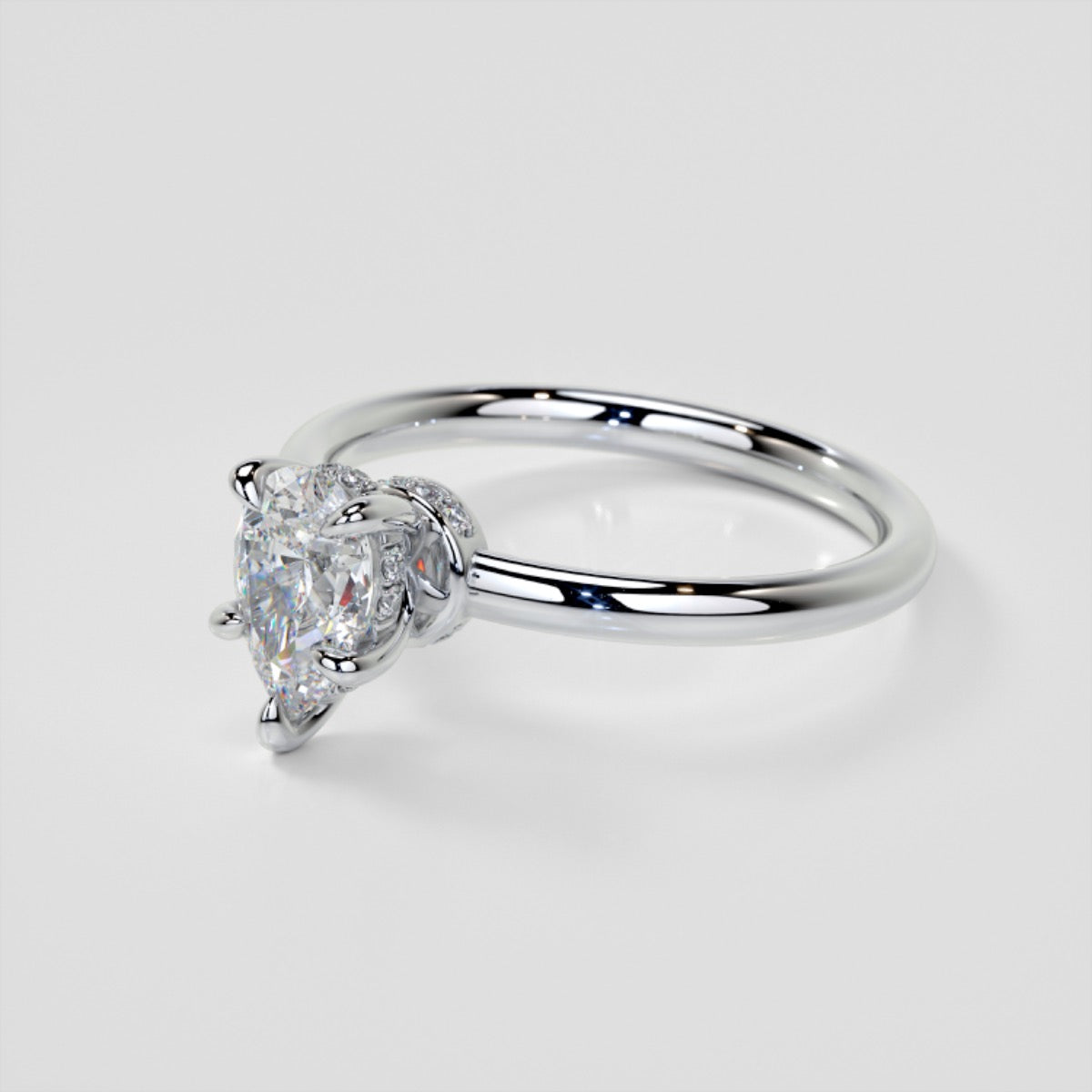 Pear Cut Hidden Halo Engagement Ring