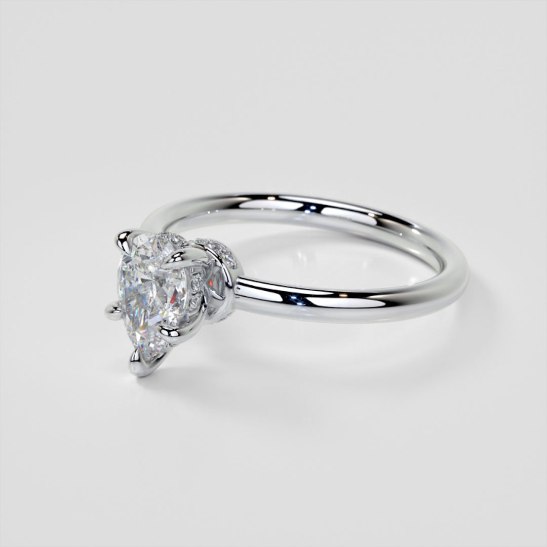 Lab Grown Diamond Pear Cut Hidden Halo Engagement Ring