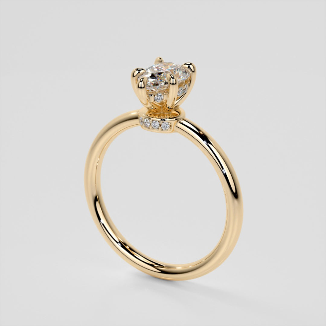 Lab Grown Diamond Pear Cut Hidden Halo Engagement Ring