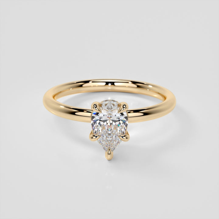 Lab Grown Diamond Pear Cut Hidden Halo Engagement Ring