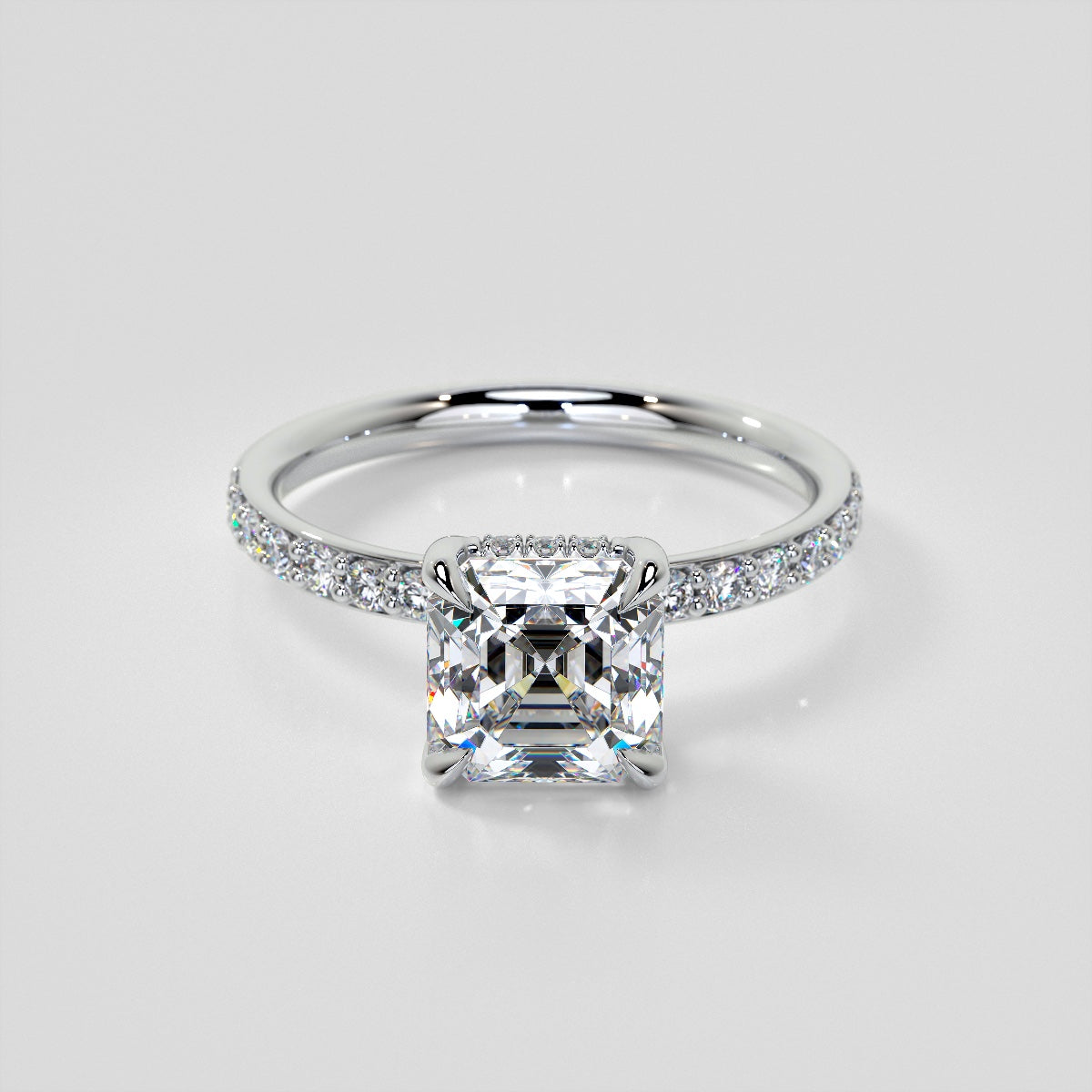 Asscher Cut Hidden Halo Engagement Ring