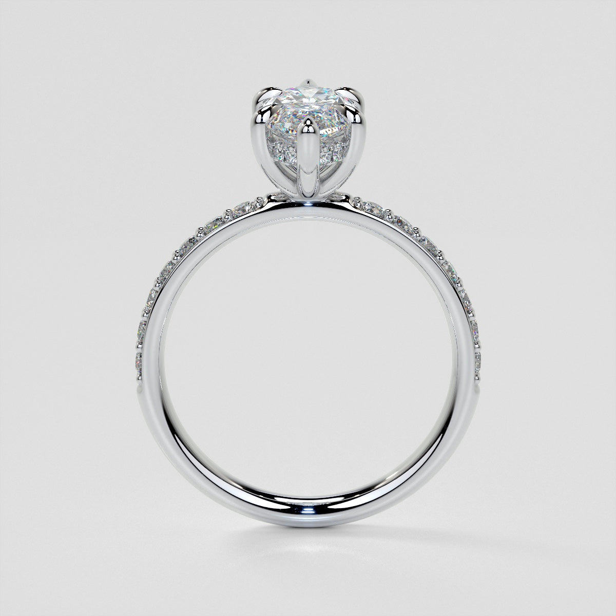 Marquise Cut Hidden Halo Engagement Ring