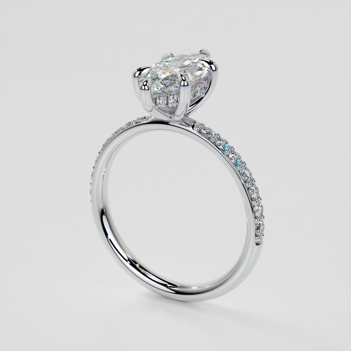 Marquise Cut Hidden Halo Engagement Ring