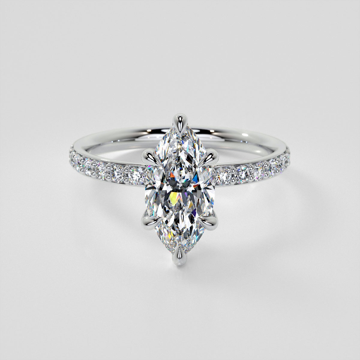 Marquise Cut Hidden Halo Engagement Ring