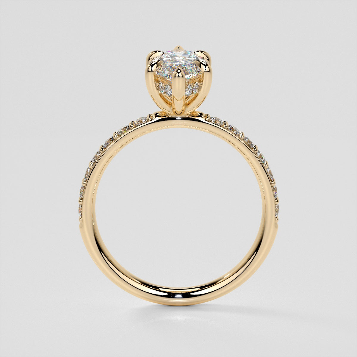 Marquise Cut Hidden Halo Engagement Ring