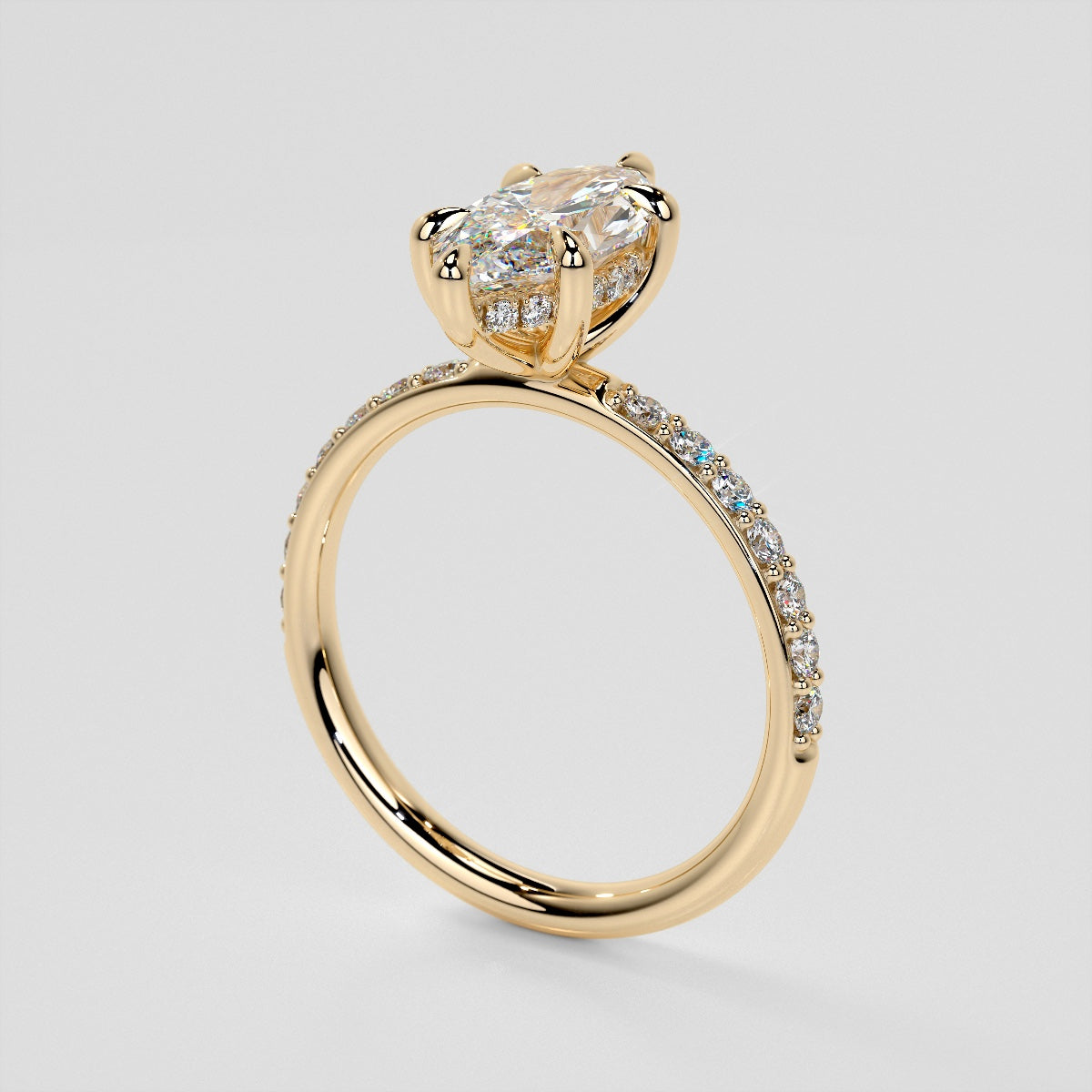 Marquise Cut Hidden Halo Engagement Ring