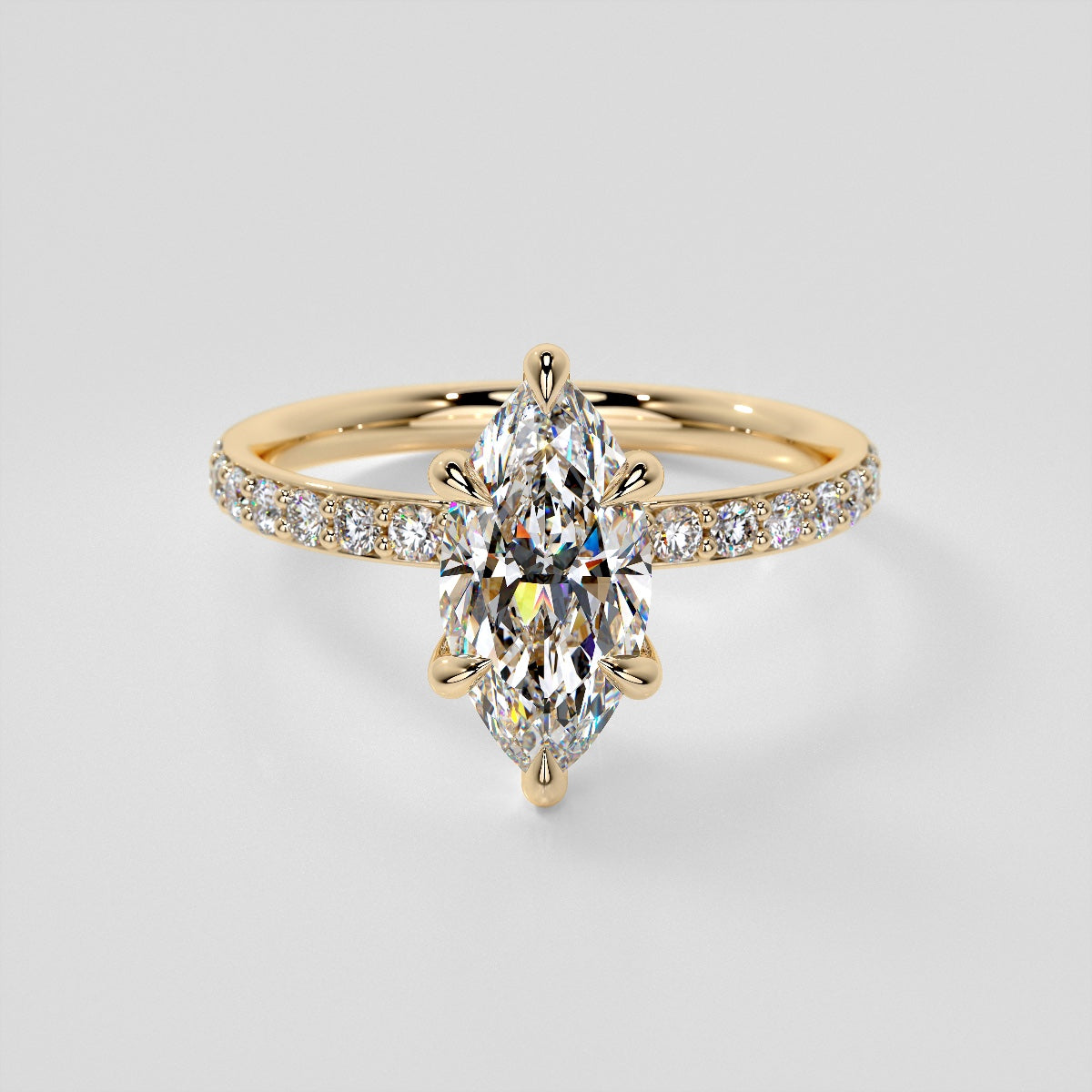 Marquise Cut Hidden Halo Engagement Ring