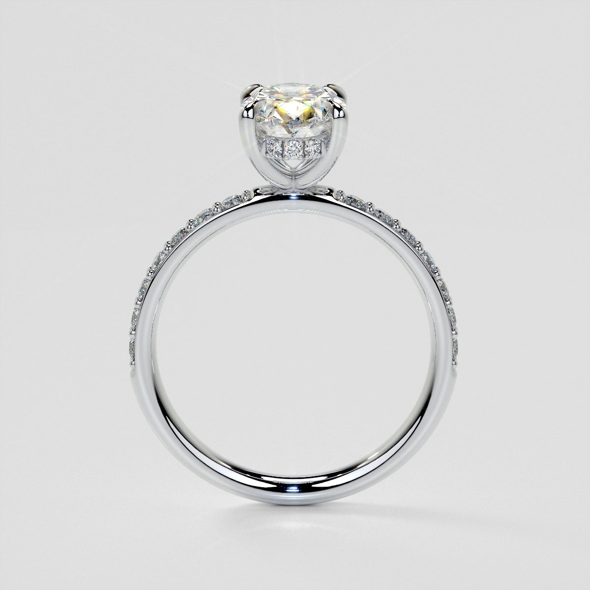 Lab Grown Diamond Oval Cut Hidden Halo Engagement Ring