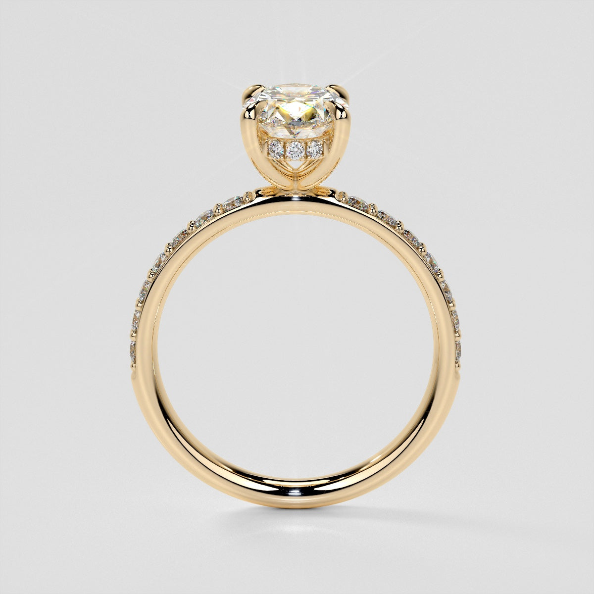 Lab Grown Diamond Oval Cut Hidden Halo Engagement Ring