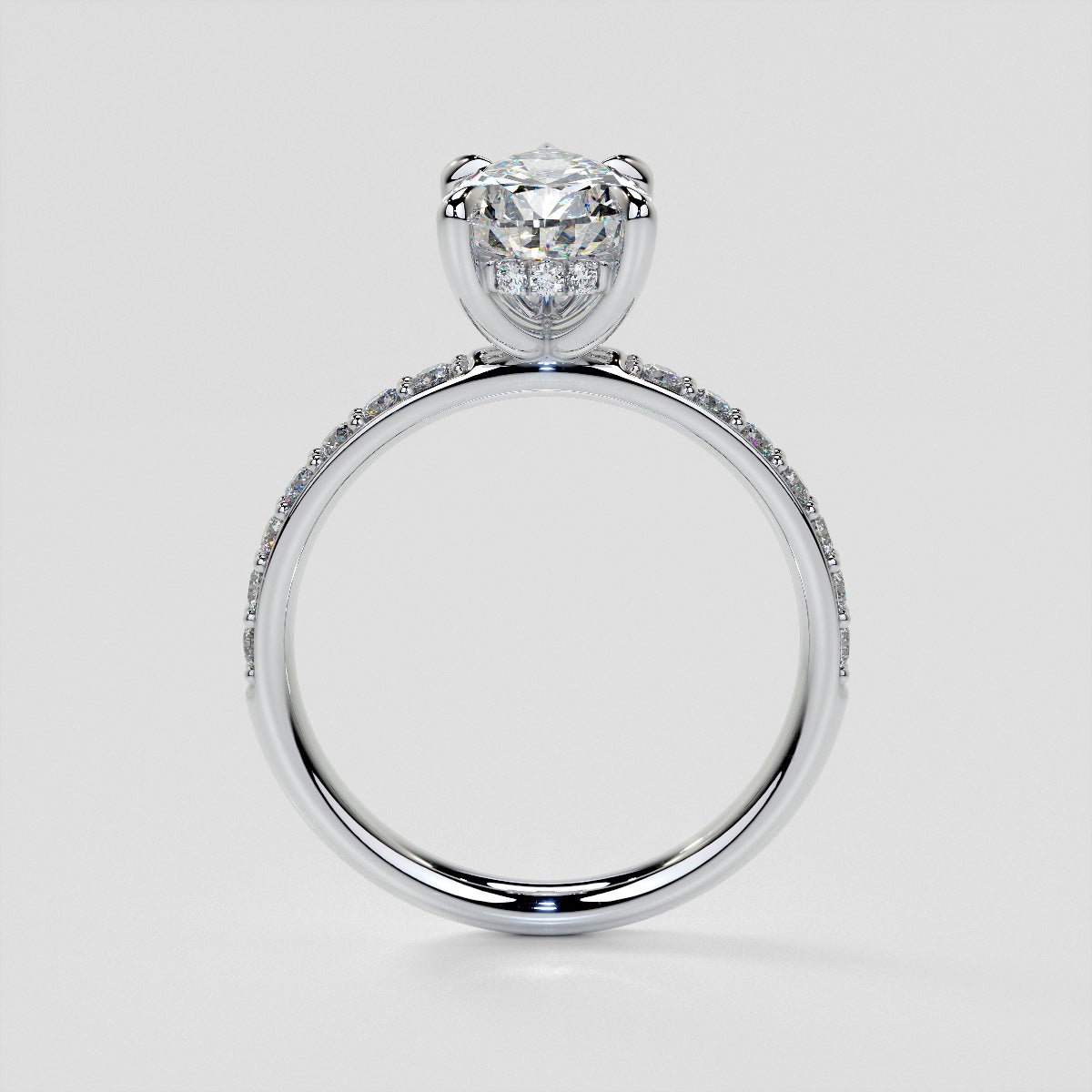 Lab Grown Diamond Pear Cut Hidden Halo Engagement Ring