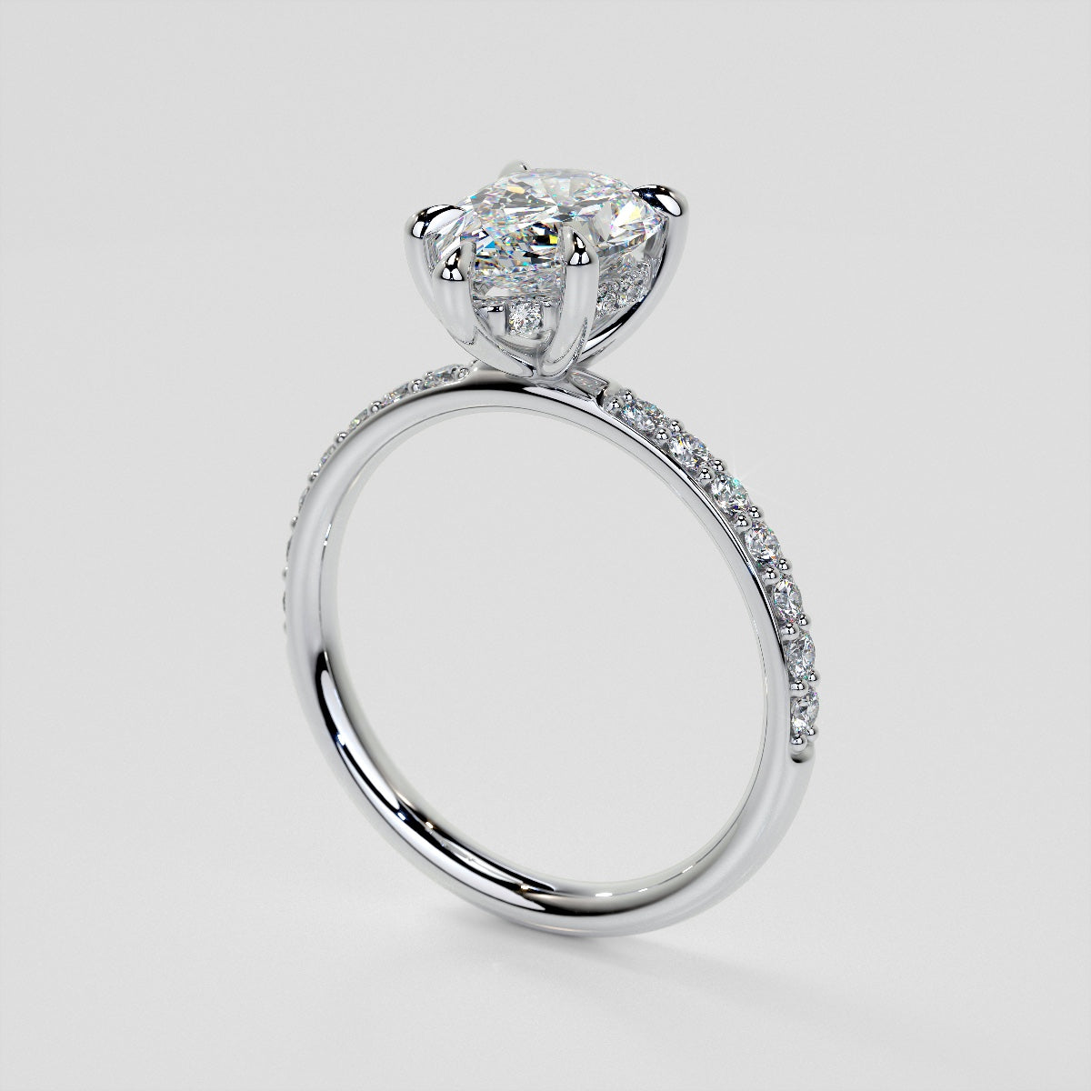 Lab Grown Diamond Pear Cut Hidden Halo Engagement Ring