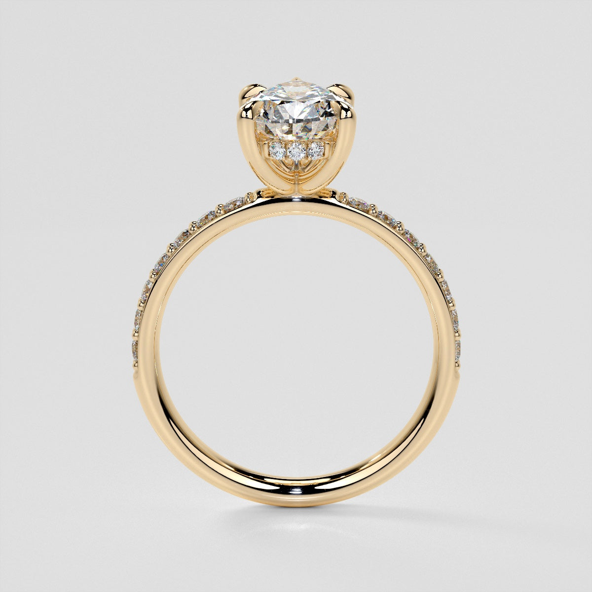 Lab Grown Diamond Pear Cut Hidden Halo Engagement Ring