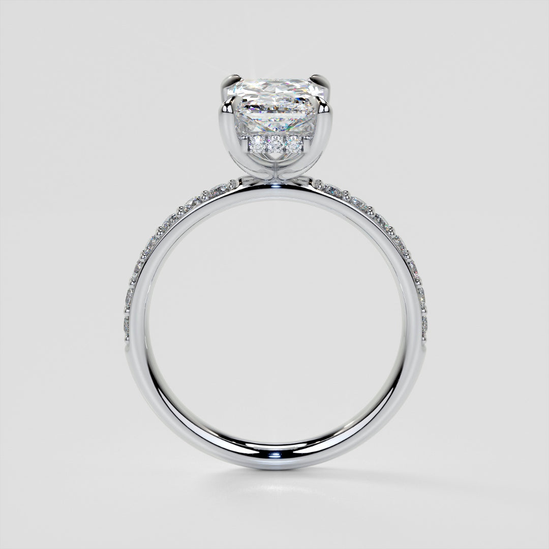 7.0CT Elongated Cushion Cut Diamond Ring  With Hidden Halo -  VS1 G-Color