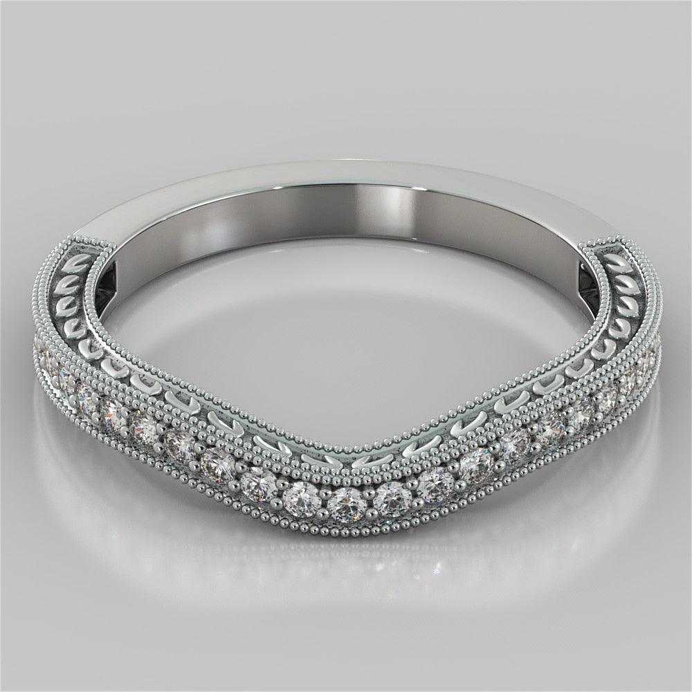 Antique Style Princess Cut Filigree Wedding Set with Accents