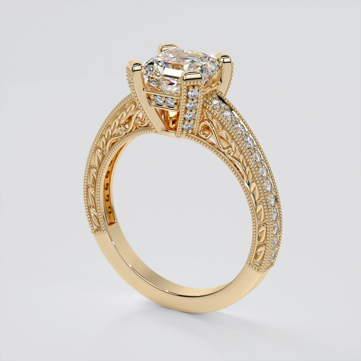 Accented Filigree Style Asscher Cut Wedding Set