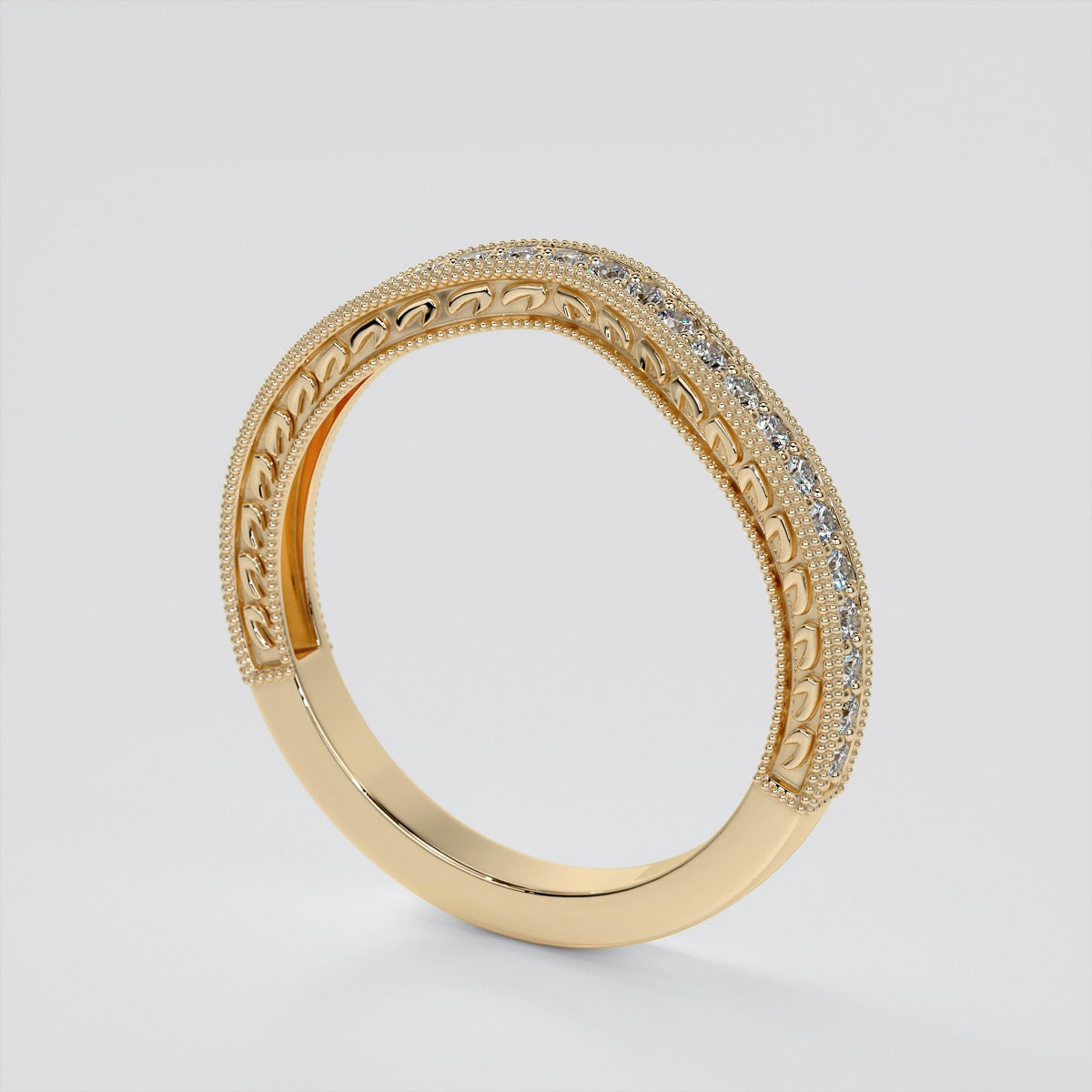 Lab Grown Diamond Princess Cut Filigree Engagement Ring with Accents