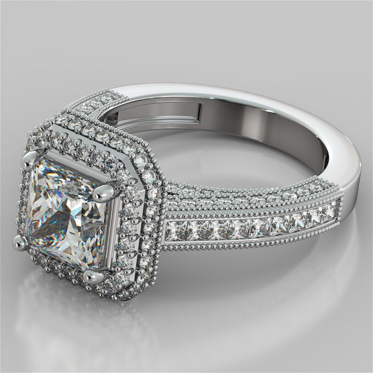 Pavé-Style Asscher Cut Cathedral Engagement Ring