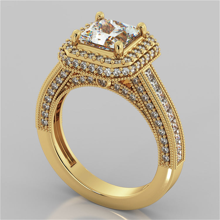 Pavé-Style Asscher Cut Cathedral Engagement Ring